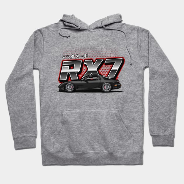 RX7 FD Retro Style (Elegant Black) Hoodie by Jiooji Project